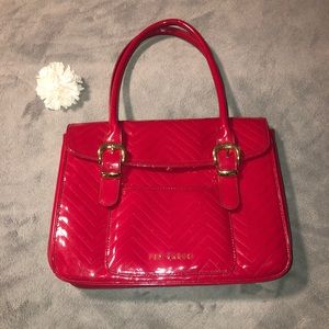 Ted Baker Red Patent Quilted Shoulder Bag
